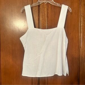 NWOT Banana Republic Sz Large white linen tank.